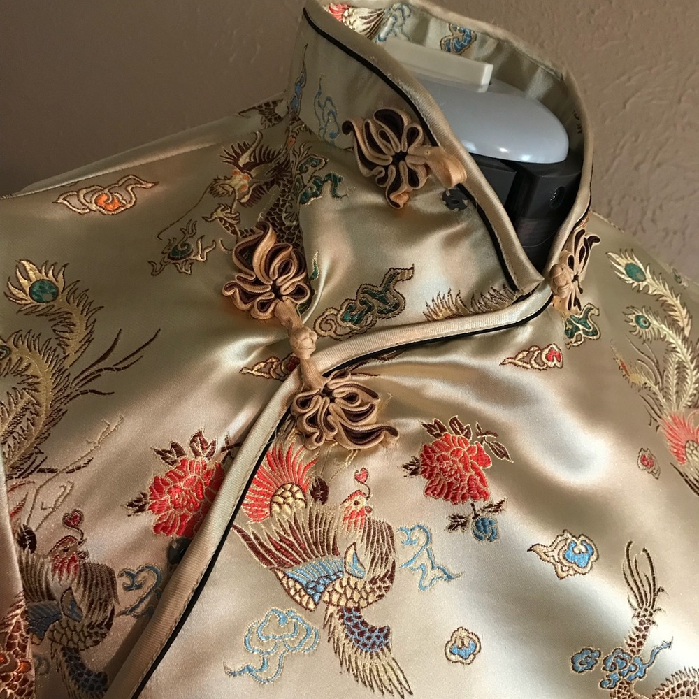 Traditional Chinese Dragon Silk Satin long dress